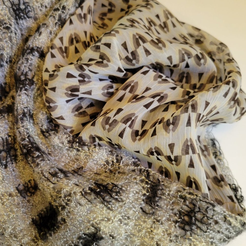 LOFT Dark Navy Blue, Grey and Tan Infinity Scarf, 2 sided, NWOT - Picture 7 of 14